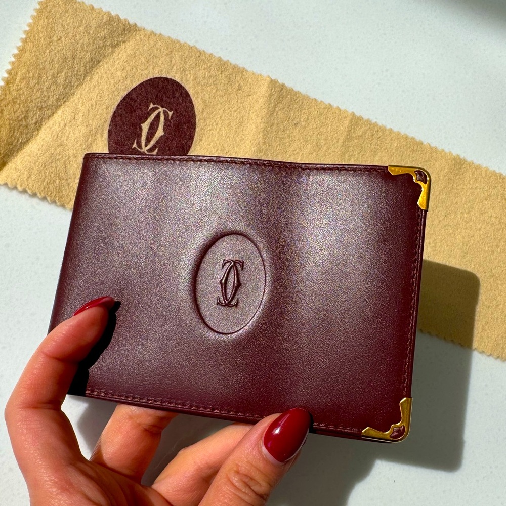 Must De Cartier Burgundy Leather Wallet